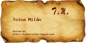 Tolna Milán névjegykártya